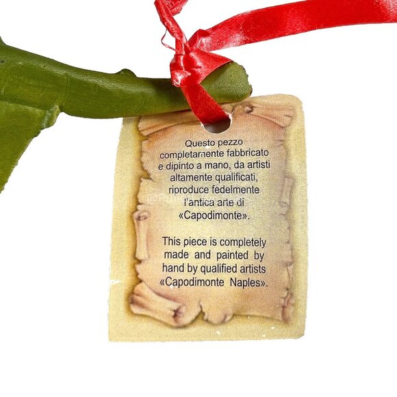 Capodimonte Naples Italy Handmade Hand-Painted Porcelain Red Rose w/ Green Stem - Picture 16 of 16